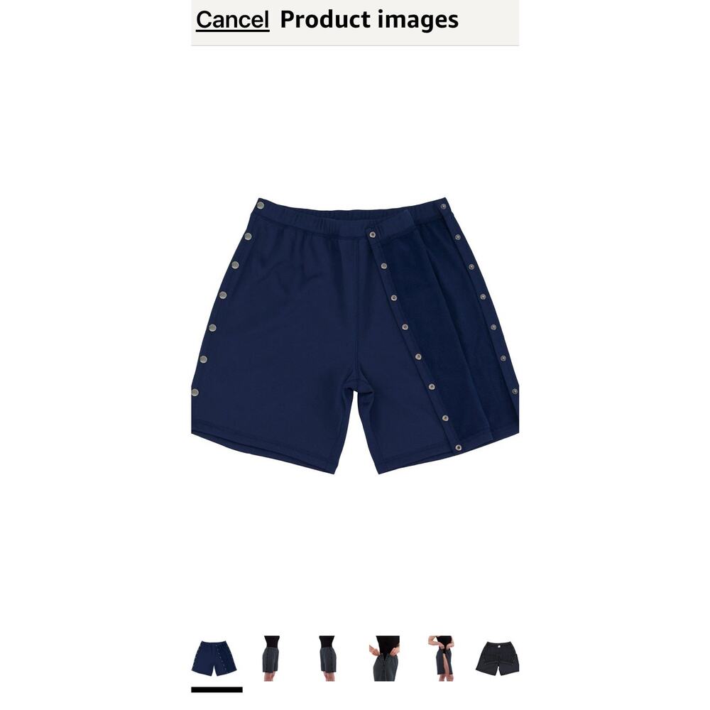 Renova Men's Post-Surgery Adaptive Snap Shorts, Wide Leg, Tear Away, Loose Fit